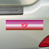 Lipstick Lesbian Pride Flag en Lips Bumpersticker (Op auto)