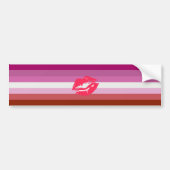 Lipstick Lesbian Pride Flag en Lips Bumpersticker (Voorkant)