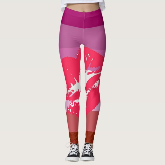Lipstick Lesbian Pride Flag en Lips Leggings (Voorkant)