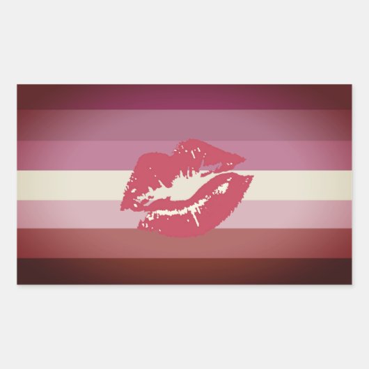 Lipstick Lesbian Pride Flag en Lips Rechthoekige Sticker (Voorkant)