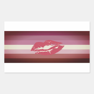 Lipstick Lesbian Pride Flag en Lips Rechthoekige Sticker