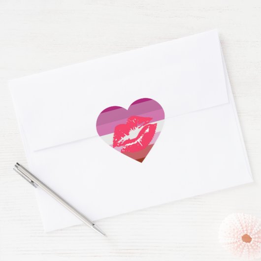Lipstick Lesbian Pride Flag Hart Sticker (Envelop)