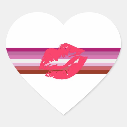 Lipstick Lesbian Pride Flag Hart Sticker (Voorkant)
