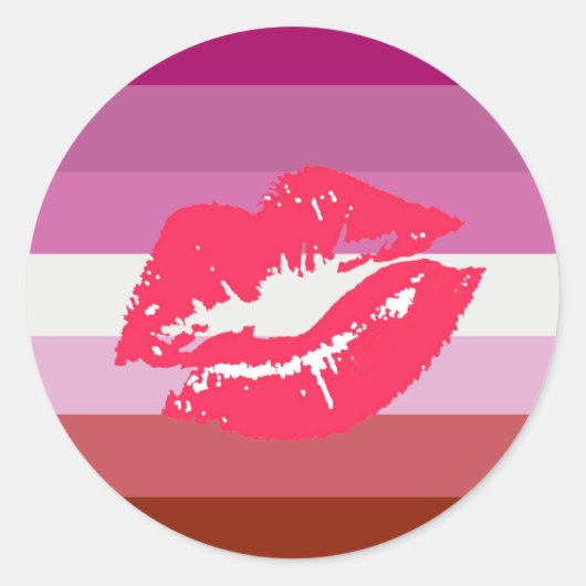 Lipstick Lesbian Pride Flag Ronde Sticker (Voorkant)