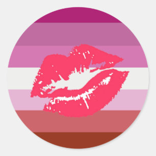Lipstick Lesbian Pride Flag Ronde Sticker