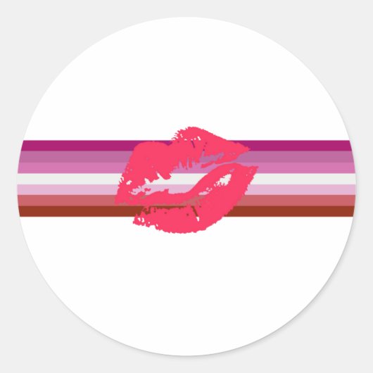 Lipstick Lesbian Pride Flag Ronde Sticker (Voorkant)