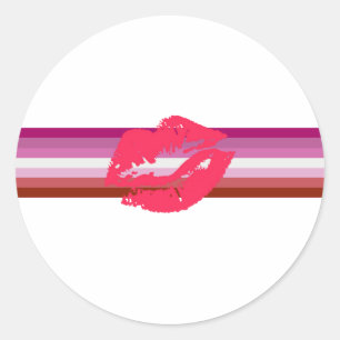 Lipstick Lesbian Pride Flag Ronde Sticker