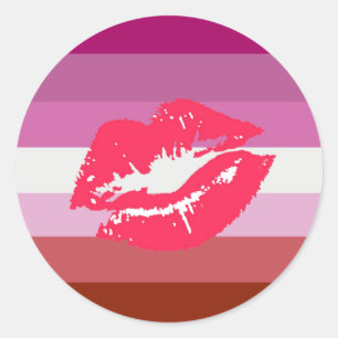Lipstick Lesbian Pride Flag Ronde Sticker