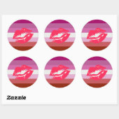 Lipstick Lesbian Pride Flag Ronde Sticker (Vel)