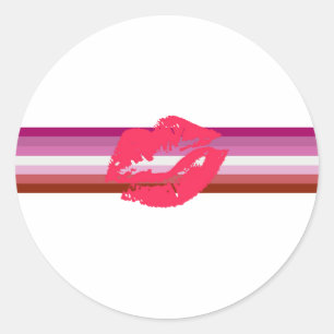 Lipstick Lesbian Pride Flag Ronde Sticker