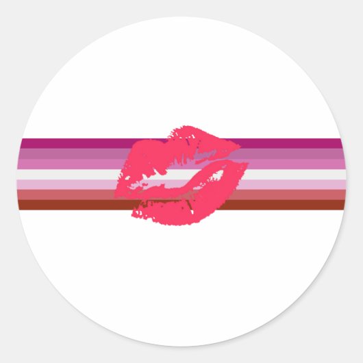 Lipstick Lesbian Pride Flag Ronde Sticker (Voorkant)