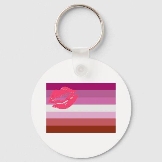 Lipstick Lesbian Pride Flag Sleutelhanger (Voorkant)