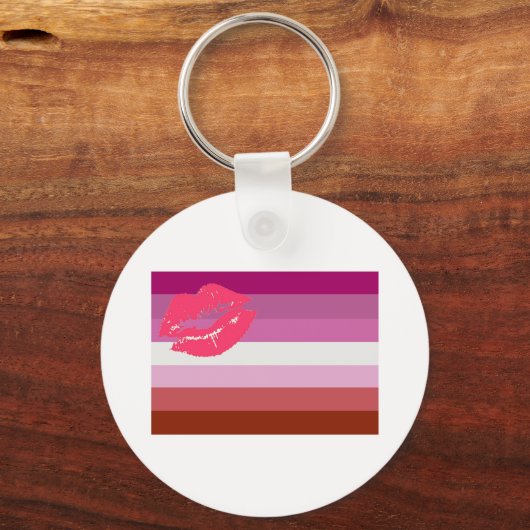 Lipstick Lesbian Pride Flag Sleutelhanger (Voorkant)