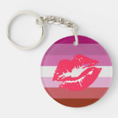 Lipstick Lesbian Pride Flag Sleutelhanger (Voorkant)