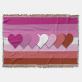 Lipstick lesbian pride flag with hearts throw blan deken (Voorkant)