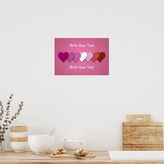 Lipstick lesbian pride hearts with custom text poster (Keuken)