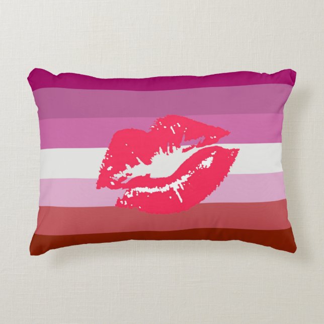 Lipstick Lesbische Pride Vlag Accent Kussen (Voorkant)