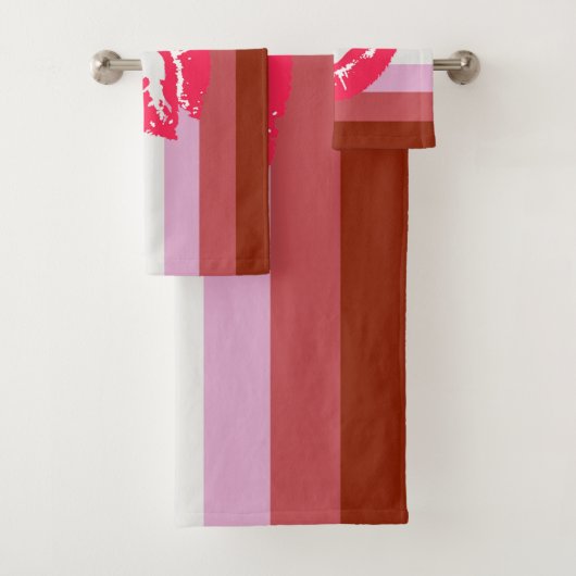 Lipstick Lesbische Pride Vlag Bad Handdoek (Insitu)