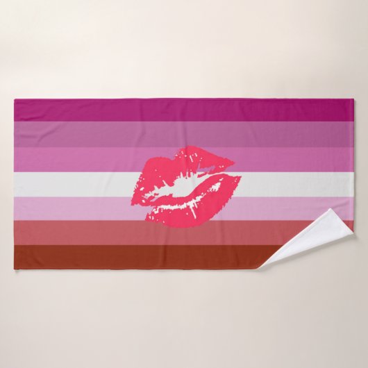 Lipstick Lesbische Pride Vlag Badhanddoek (Badhanddoek)