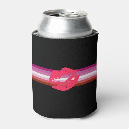 Lipstick Lesbische Pride Vlag Blikjeskoeler (Blikje Voorkant)