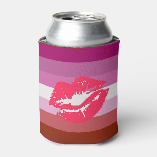 Lipstick Lesbische Pride Vlag Blikjeskoeler (Blikje Voorkant)