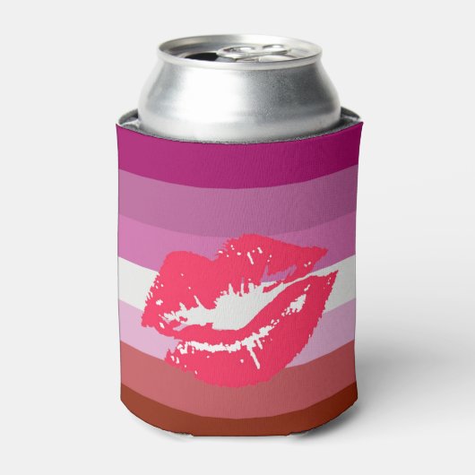 Lipstick Lesbische Pride Vlag Blikjeskoeler (Blikje Voorkant)