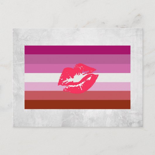 Lipstick Lesbische Pride Vlag Briefkaart (Voorkant)