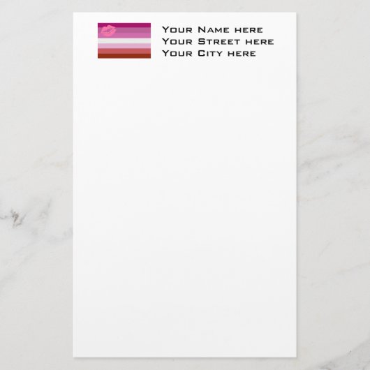 Lipstick Lesbische Pride Vlag Briefpapier (Voorkant)