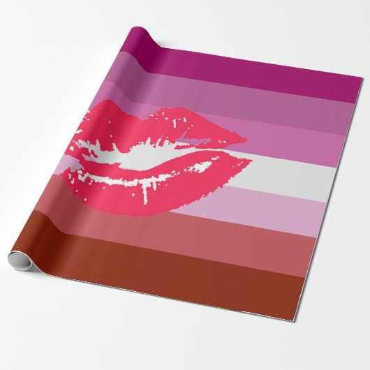 Lipstick Lesbische Pride Vlag Cadeaupapier (Uitgerold)