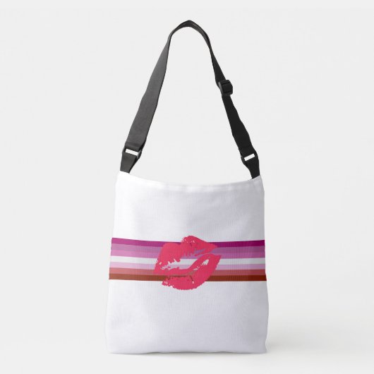 Lipstick Lesbische Pride Vlag Crossbody Tas (Voorkant)