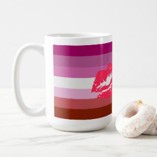 Lipstick Lesbische Pride Vlag en Lippen Koffiemok