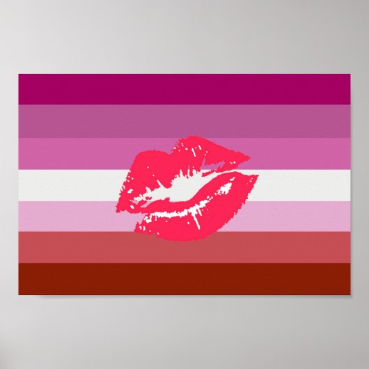 Lipstick Lesbische Pride Vlag en Lippen Poster (Voorkant)