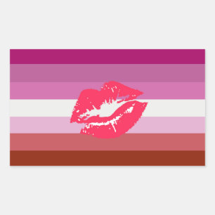 Lipstick Lesbische Pride Vlag en Lippen Rechthoekige Sticker