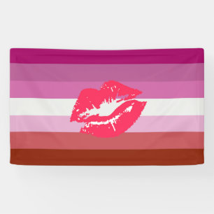 Lipstick Lesbische Pride Vlag en Lippen Spandoek