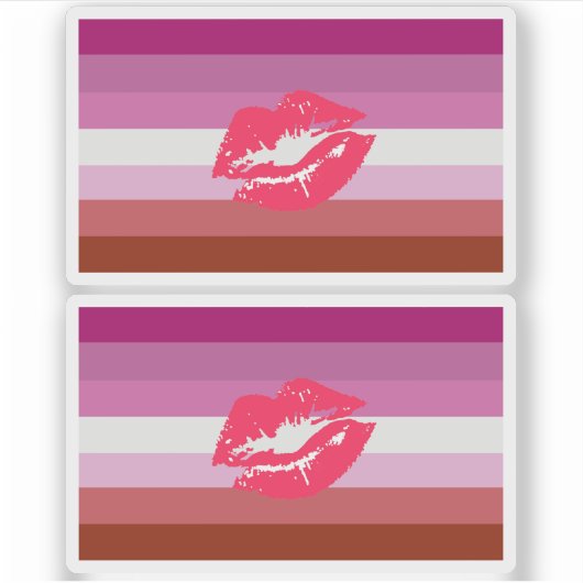 Lipstick Lesbische Pride Vlag en Lippen Sticker (Voorkant)