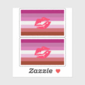 Lipstick Lesbische Pride Vlag en Lippen Sticker (Vel)