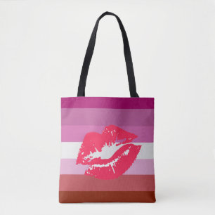 Lipstick Lesbische Pride Vlag en Lippen Tote Bag