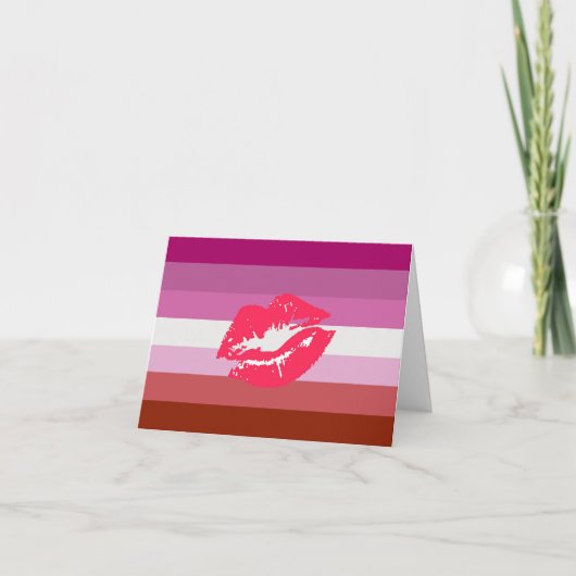 Lipstick Lesbische Pride Vlag Feestdagen Kaart (Voorkant)
