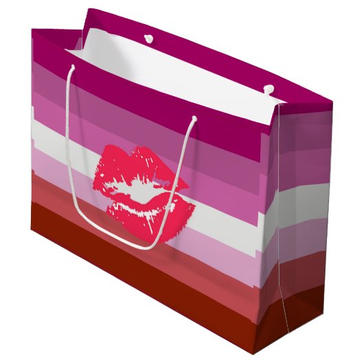 Lipstick Lesbische Pride Vlag Groot Cadeauzakje (Voorkant Gekanteld)