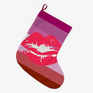 Lipstick Lesbische Pride Vlag Grote Kerstsok