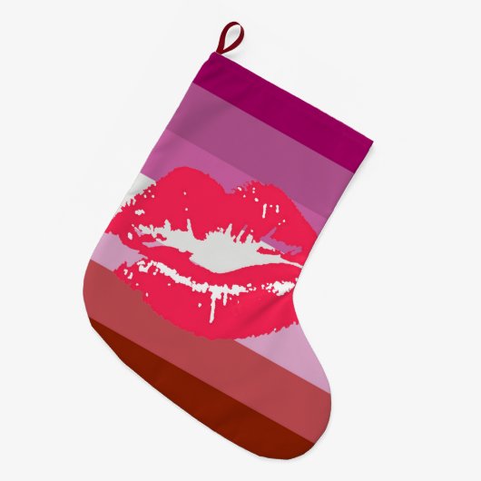 Lipstick Lesbische Pride Vlag Grote Kerstsok (Voorkant (Hangend))