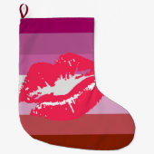 Lipstick Lesbische Pride Vlag Grote Kerstsok (Voorkant)