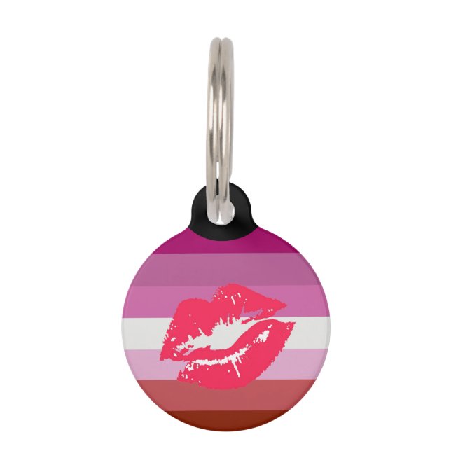 Lipstick Lesbische Pride Vlag Huisdierpenning (Voorkant)