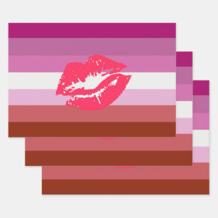 Lipstick Lesbische Pride Vlag Inpakpapier Vel