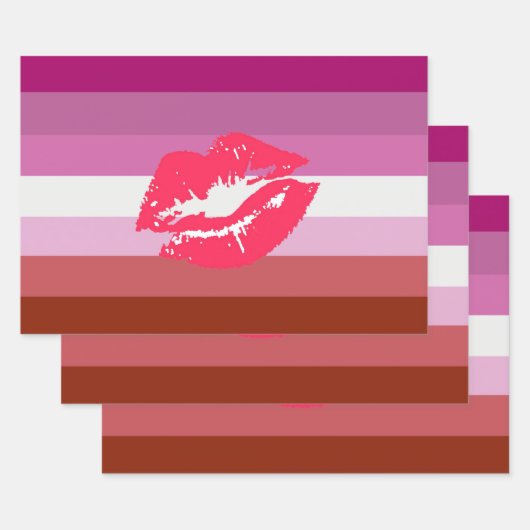 Lipstick Lesbische Pride Vlag Inpakpapier Vel (Set)