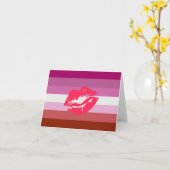 Lipstick Lesbische Pride Vlag Kaart (Gele Bloem)
