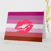 Lipstick Lesbische Pride Vlag Kaart (Gele Bloem)