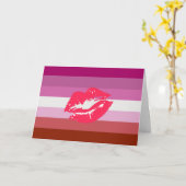 Lipstick Lesbische Pride Vlag Kaart (Gele Bloem)