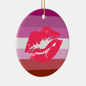 Lipstick Lesbische Pride Vlag Keramisch Ornament (Rechts)