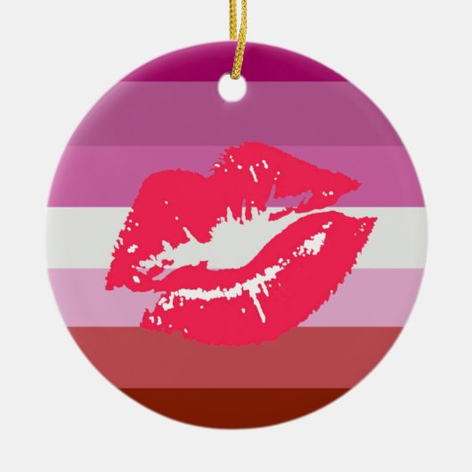 Lipstick Lesbische Pride Vlag Keramisch Ornament (Voorkant)